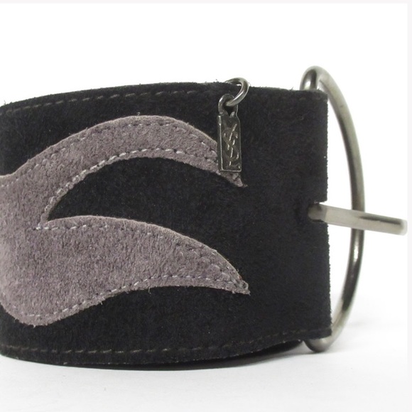 authentic SAINT LAURENT pieced suede wide BELT - Picture 3 of 13